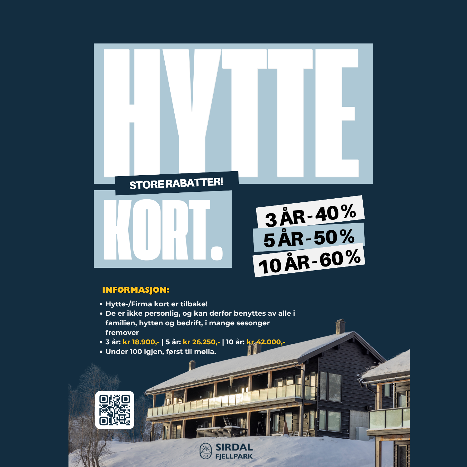 HYTTEKORT med store rabatter for deg som vil sikre sesongkort i flere år framover.
